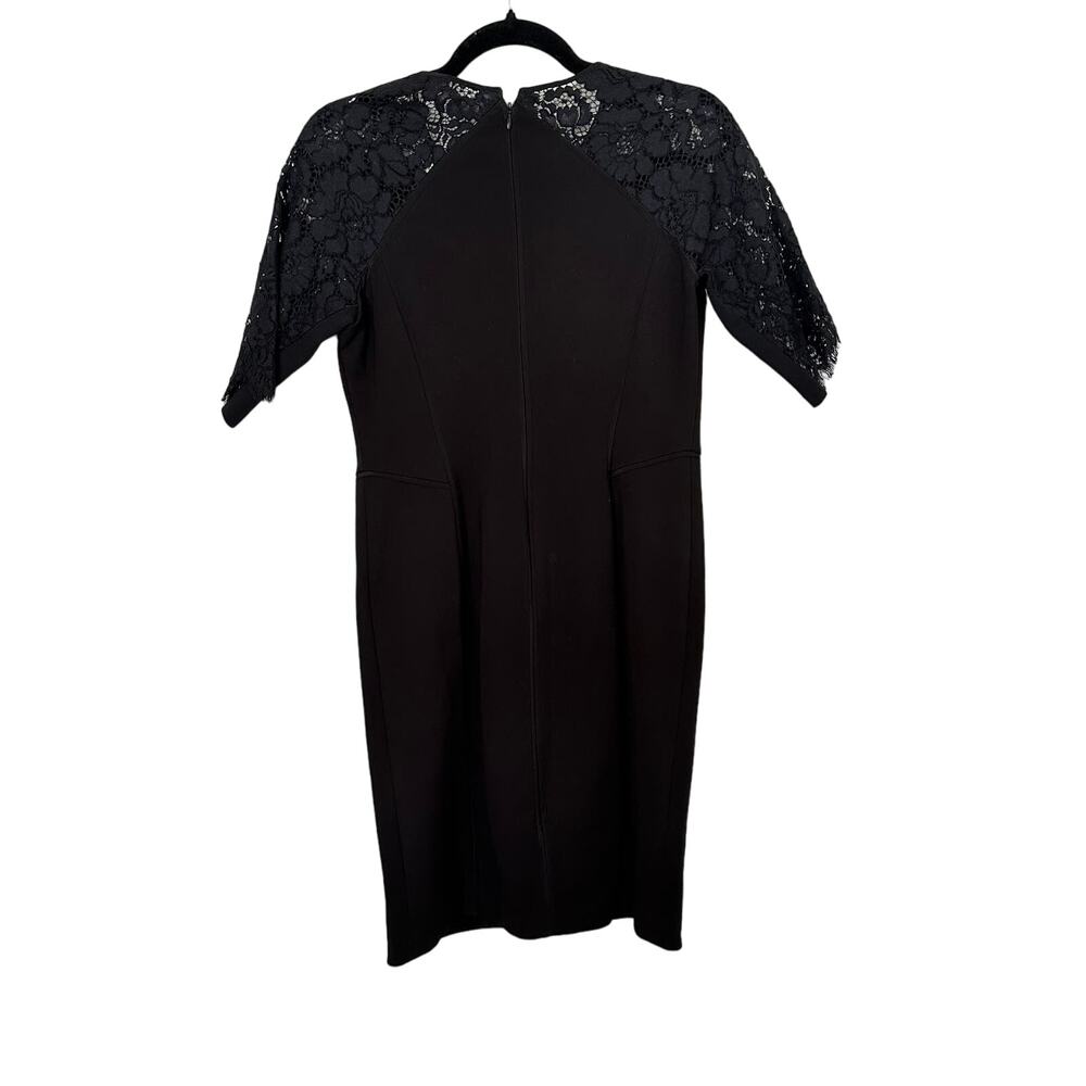 Rebecca Taylor Black Lace Sleeve Keyhole Fitted Sheath Dress Size 6 - Picture 7 of 9